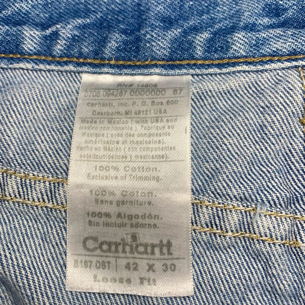 Carhartt Jeans Mens 42x 30‎ Distressed Denim Loose Fit Workwear B167 DST Vtg